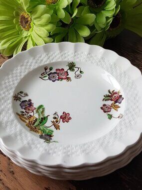 Vintage Copeland Spode Side Plates: Wicker Lane Floral, Set of 5